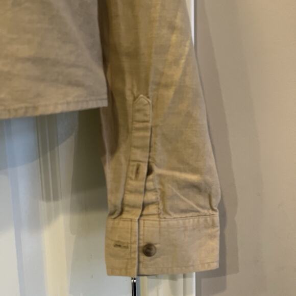 Universal Thread Long Sleeve Collared Cropped Cotton/Linen Blend Shirt Tan - Med - Picture 2 of 8